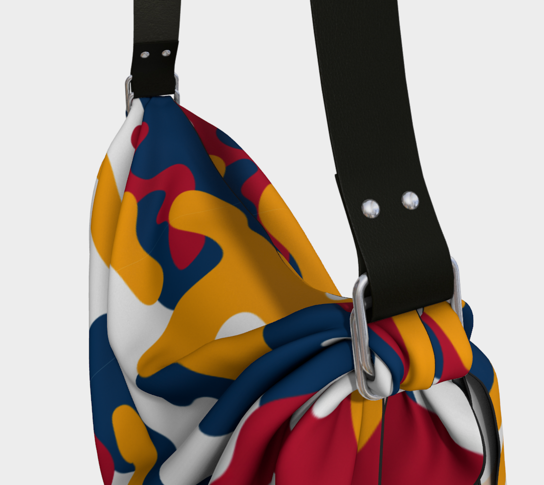 Blk back Red, Yellow, Green Camo Origami Tote