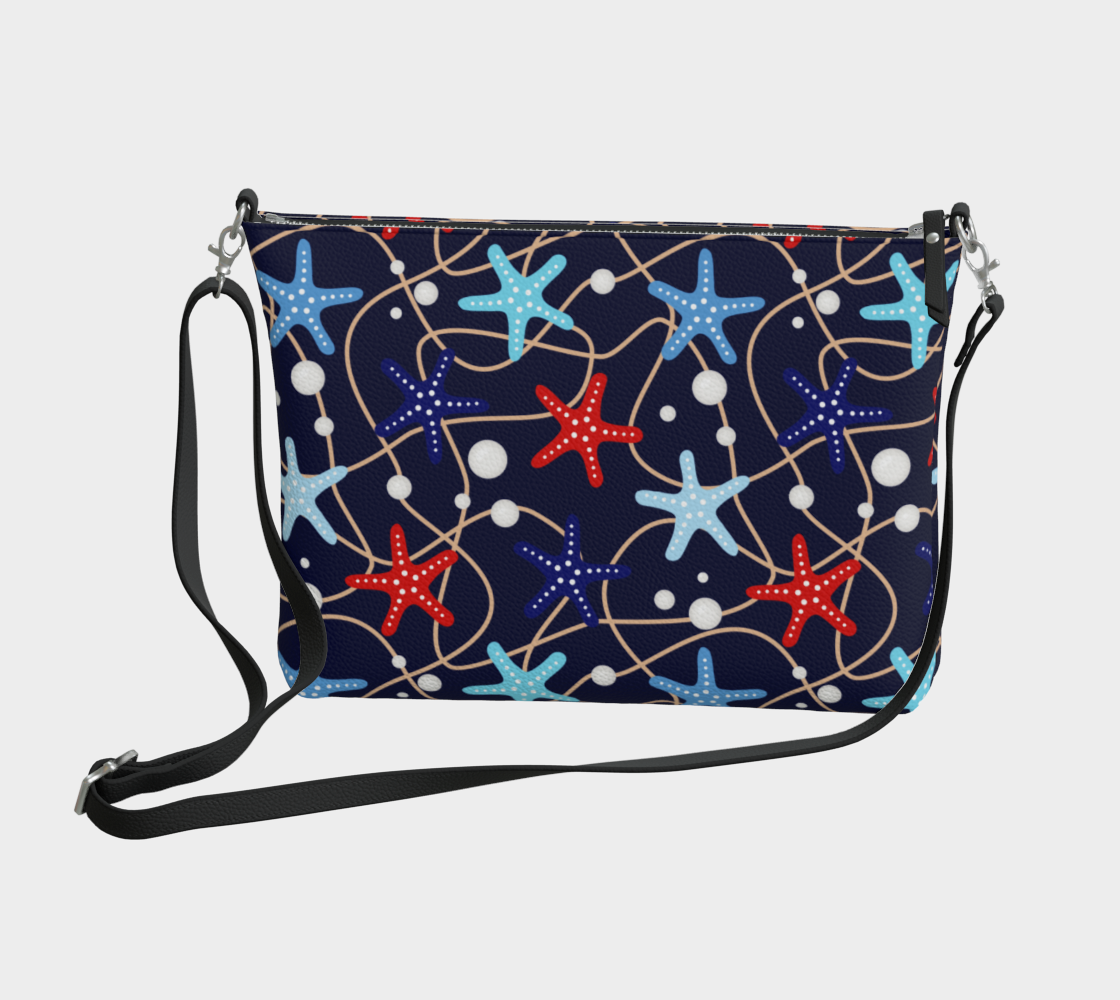 Starfish and Pearls Vegan Leather Crossbody Purse