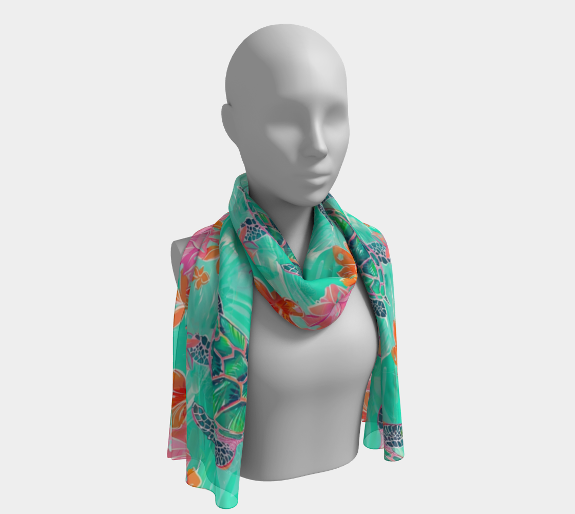Turtles and Flowers Long Scarf