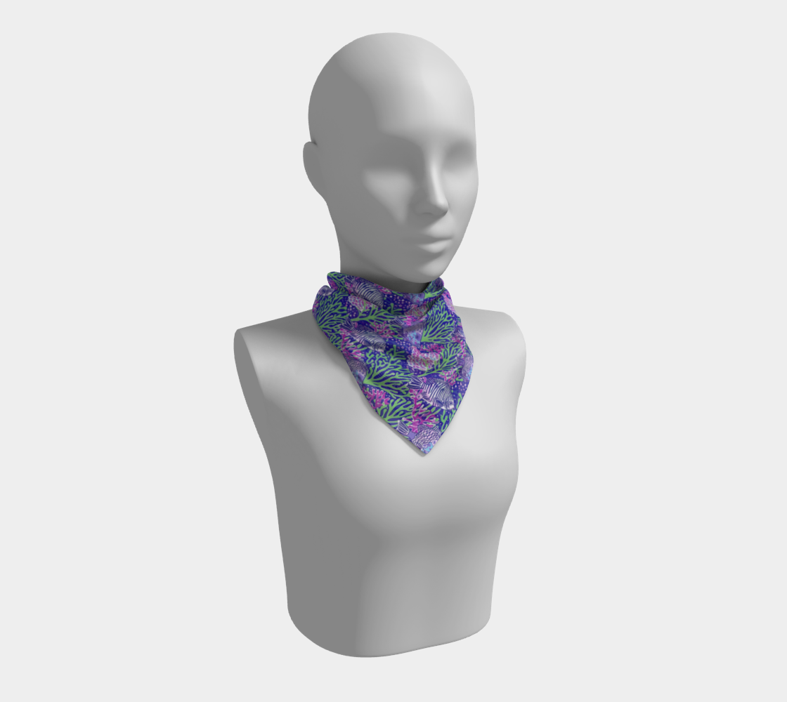 Fish in Green Coral Square Scarf