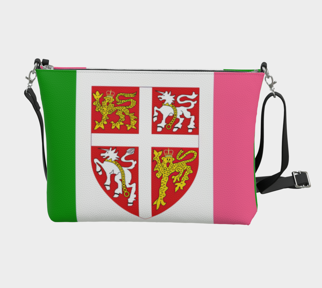 Pink/Green Flag w C of A Leather Crossbody Purse