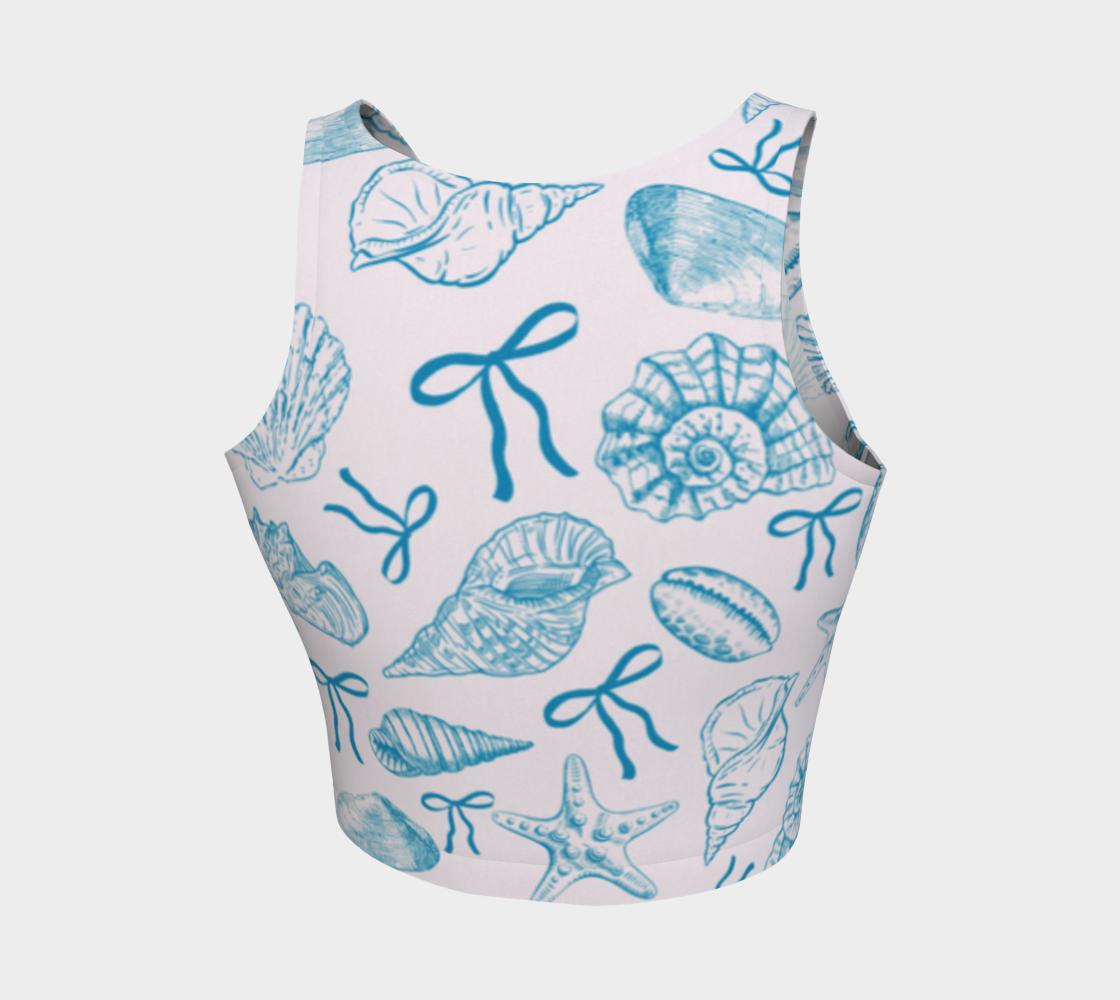 Blue Croquette with Shells Athletic Crop Top