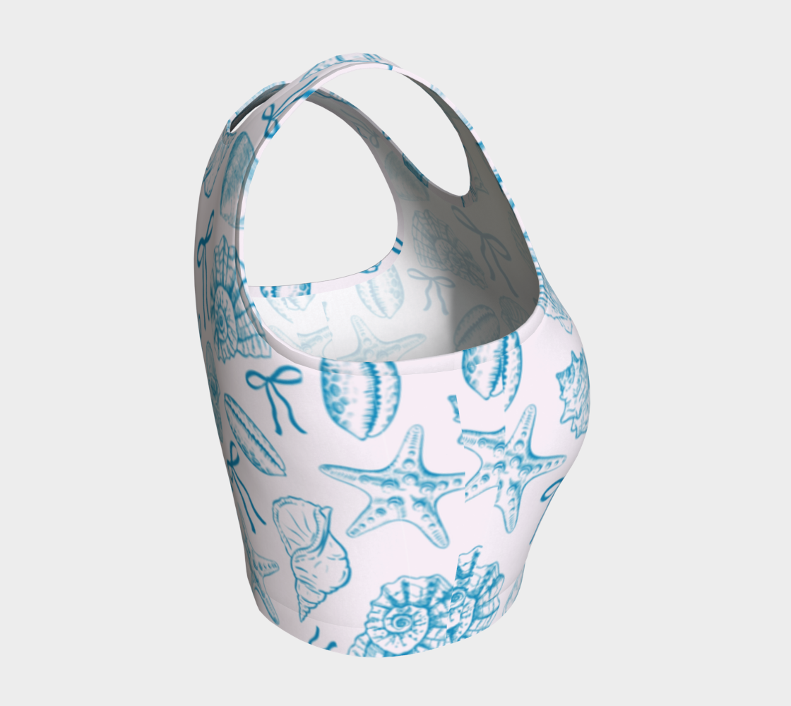 Blue Croquette with Shells Athletic Crop Top