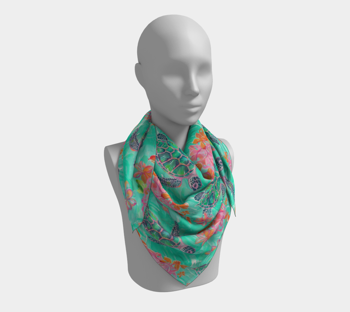 Turtles and Flowers Square Scarf