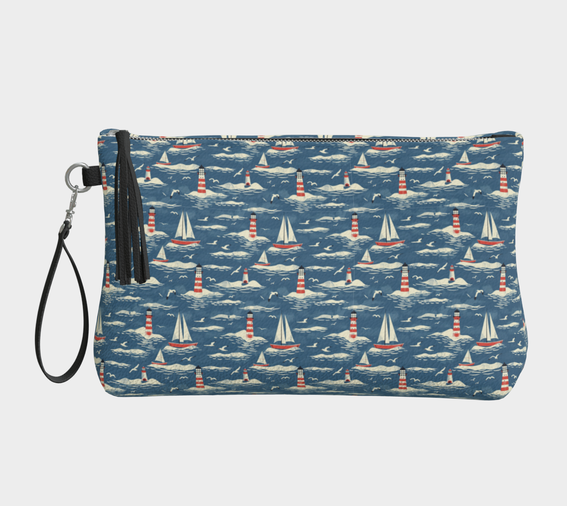 Blue, White, Red Crossbody Makeup Bag