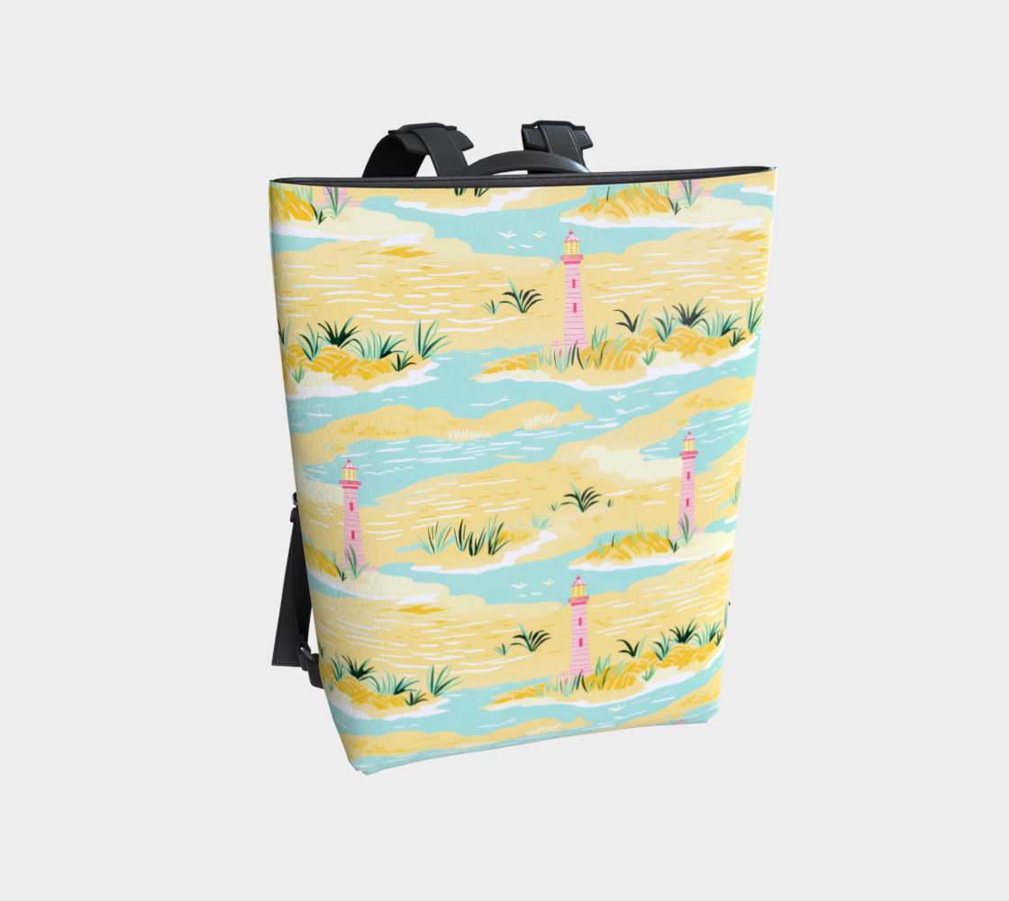 Lighthouse Land and Water Vegan Leather Backpack