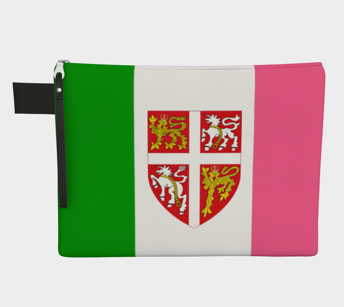 Pink/Green Flag w C of A zipper carry all