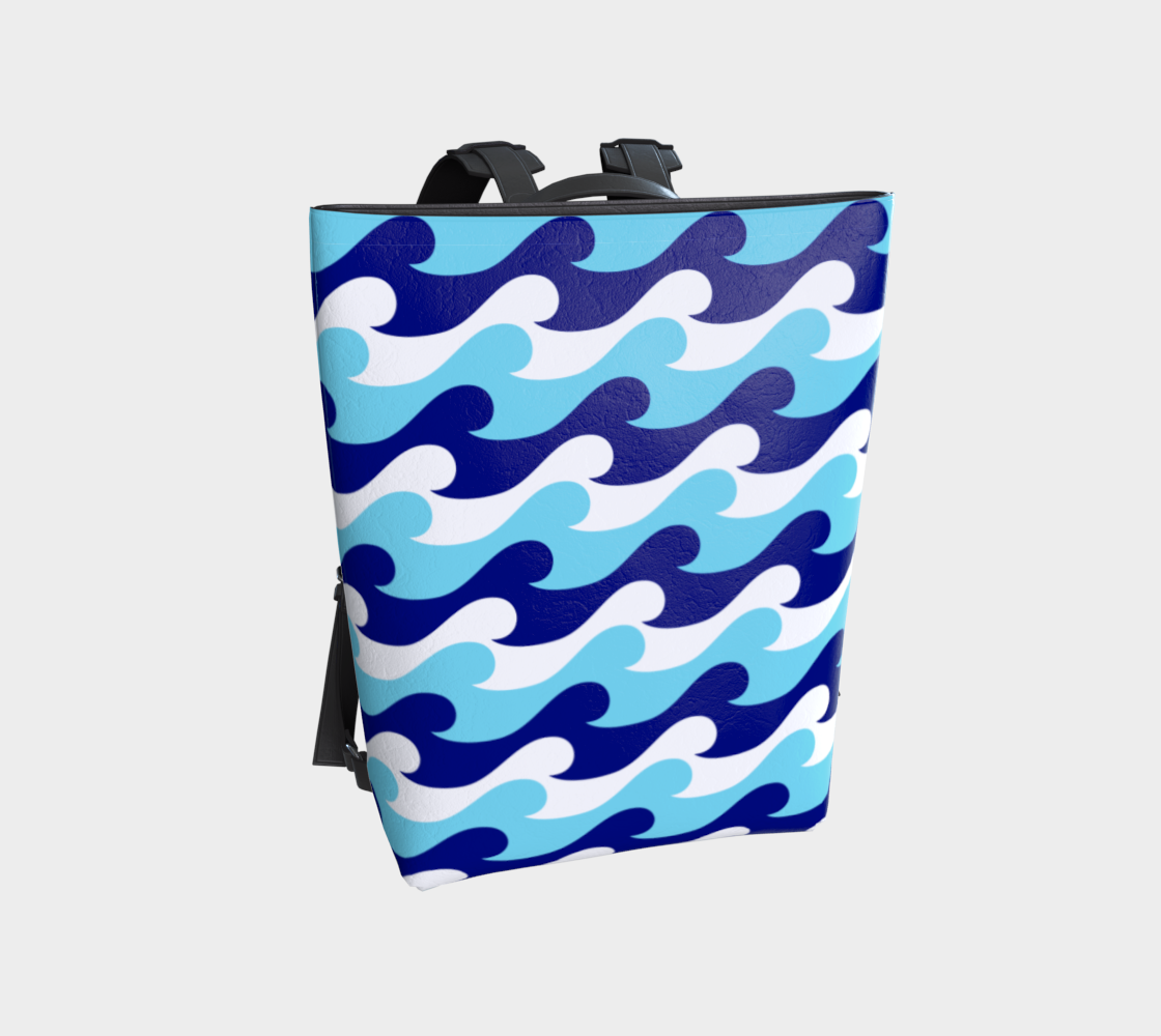 Blue Waves Vegan Leather Backpack
