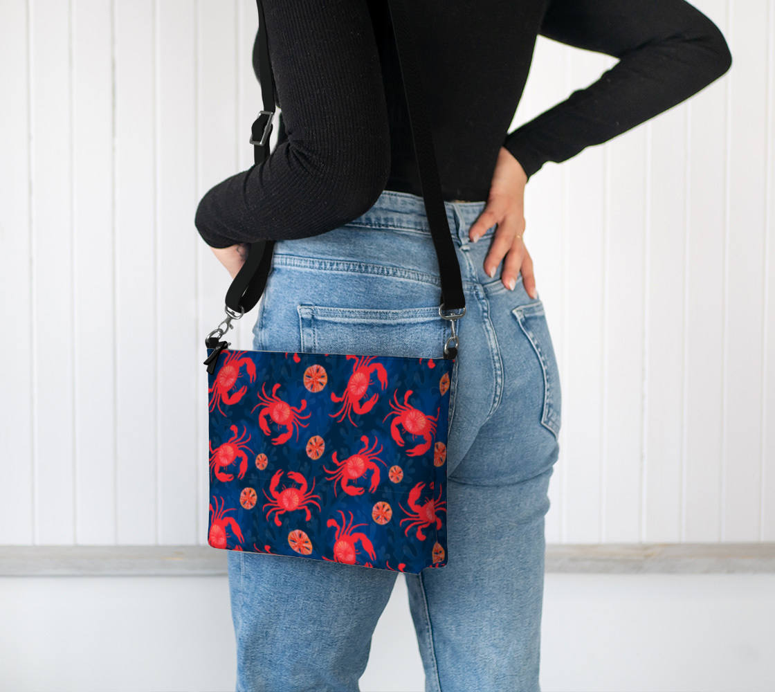 Crab and Sand Dollar Vegan Leather Crossbody Purse