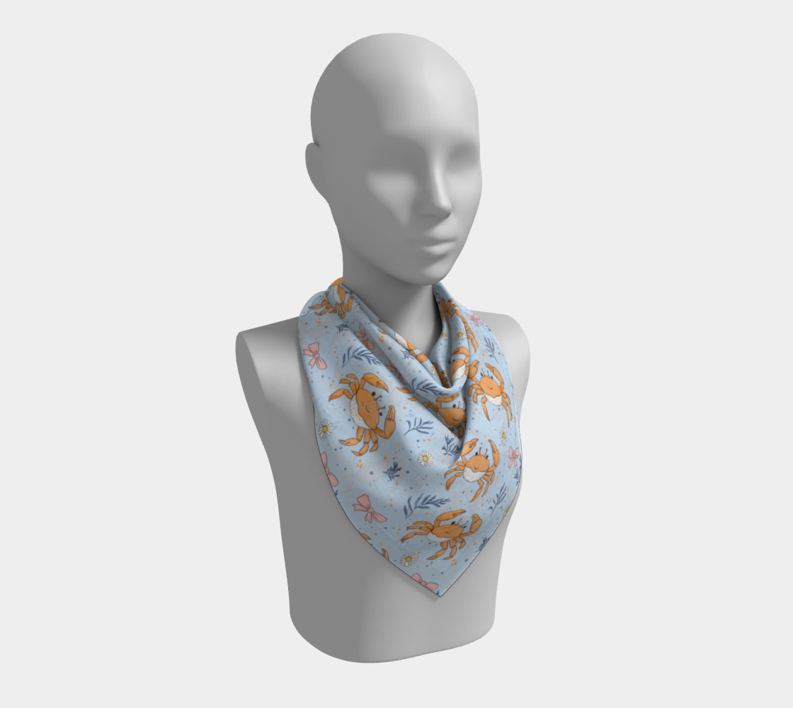 Blue with Crabs and Bows 212 Square Scarf