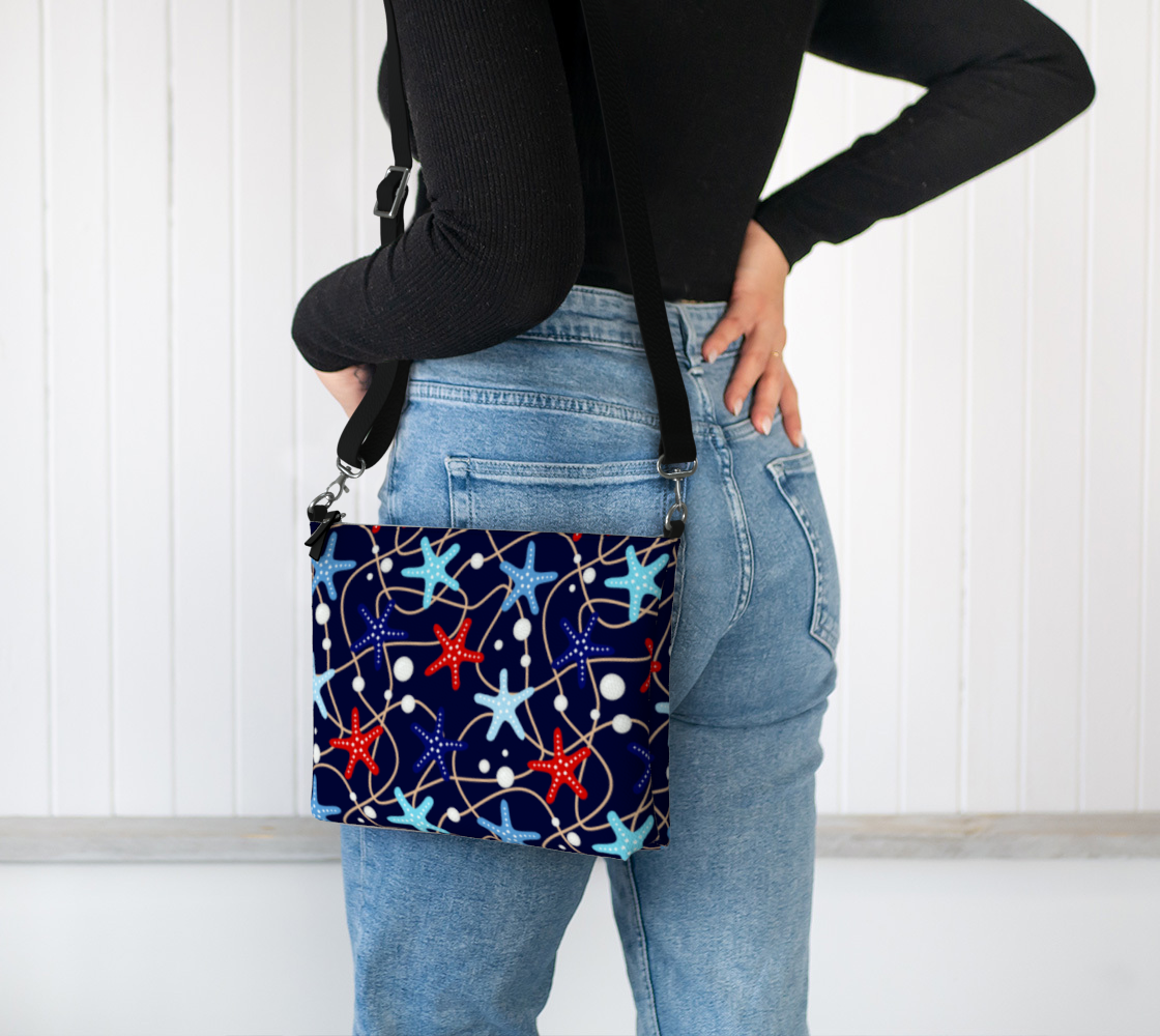 Starfish and Pearls Vegan Leather Crossbody Purse