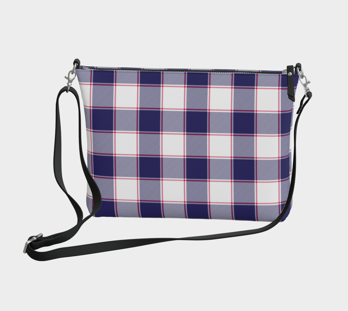 Blue w Red Vegan Leather Crossbody Purse