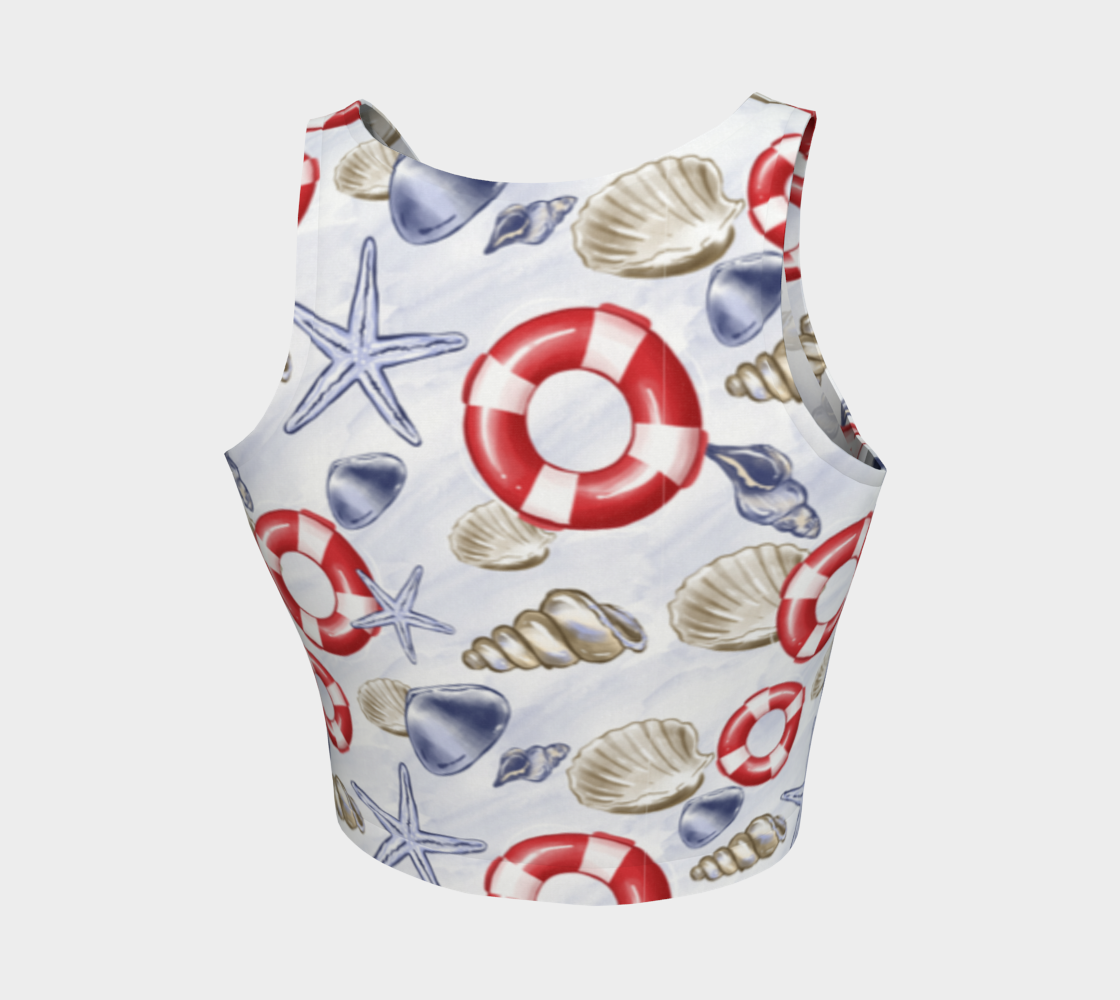 Nautical Watercolor Athletic Crop Top