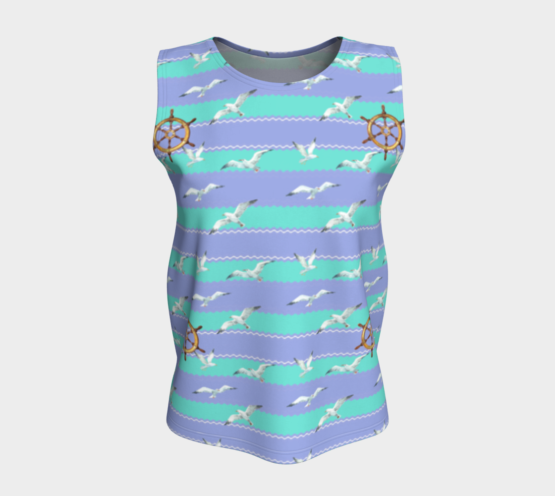 Blue/Lavender Stripes Loose Tank Top