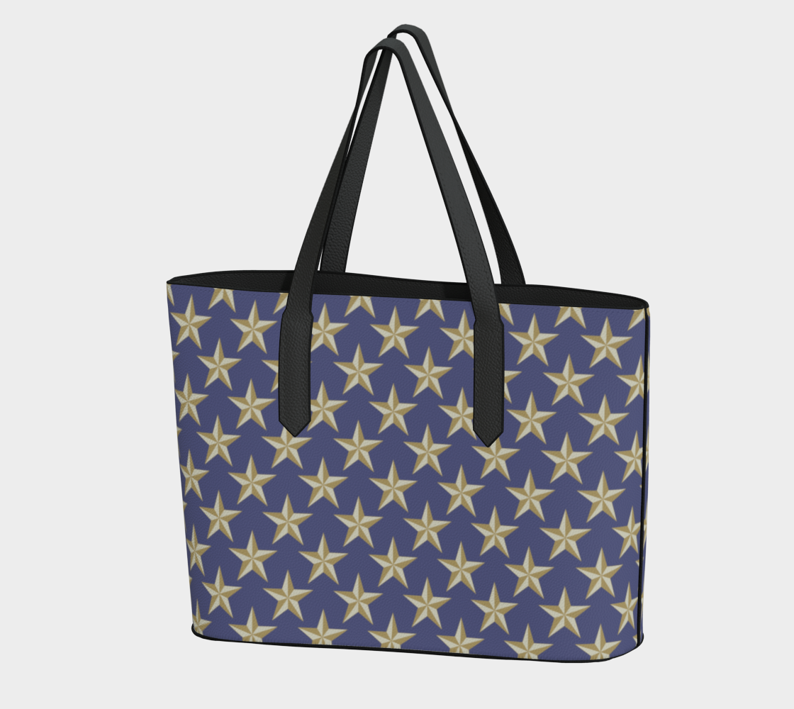 Gold Star on Blue Vegan Leather Tote