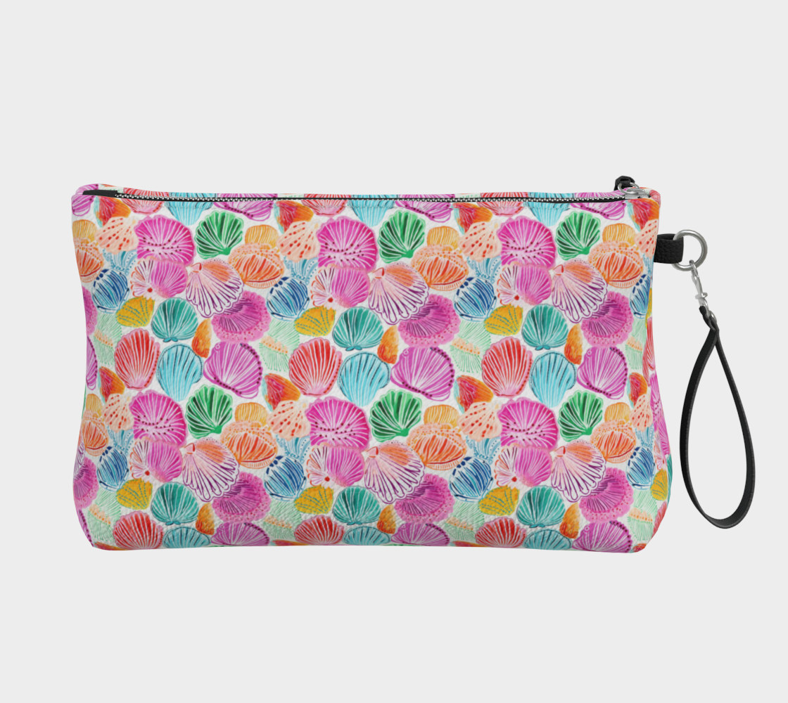 Colorful Shells Vegan Leather Makeup Bag