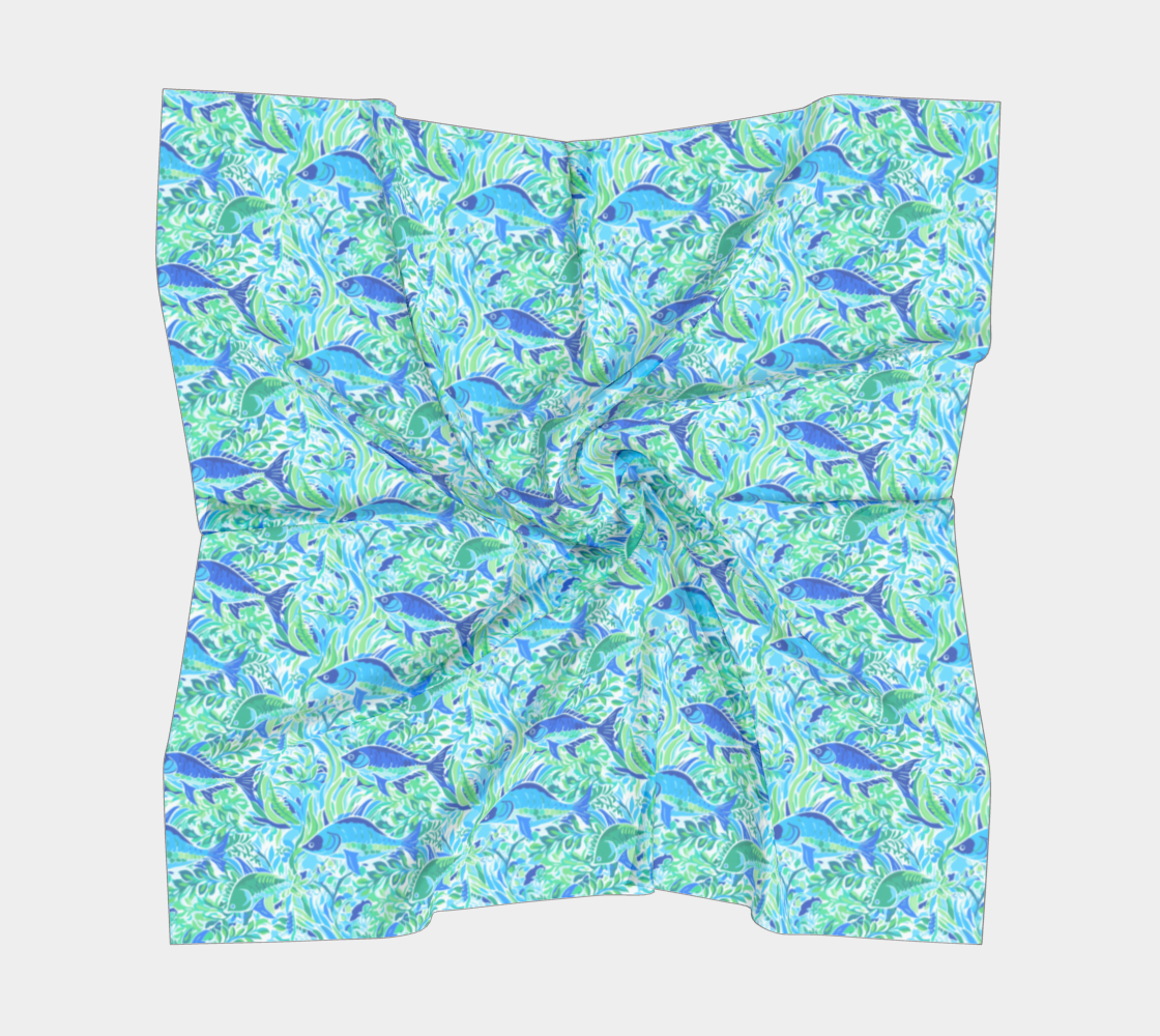351 adjusted blue fish square scarf