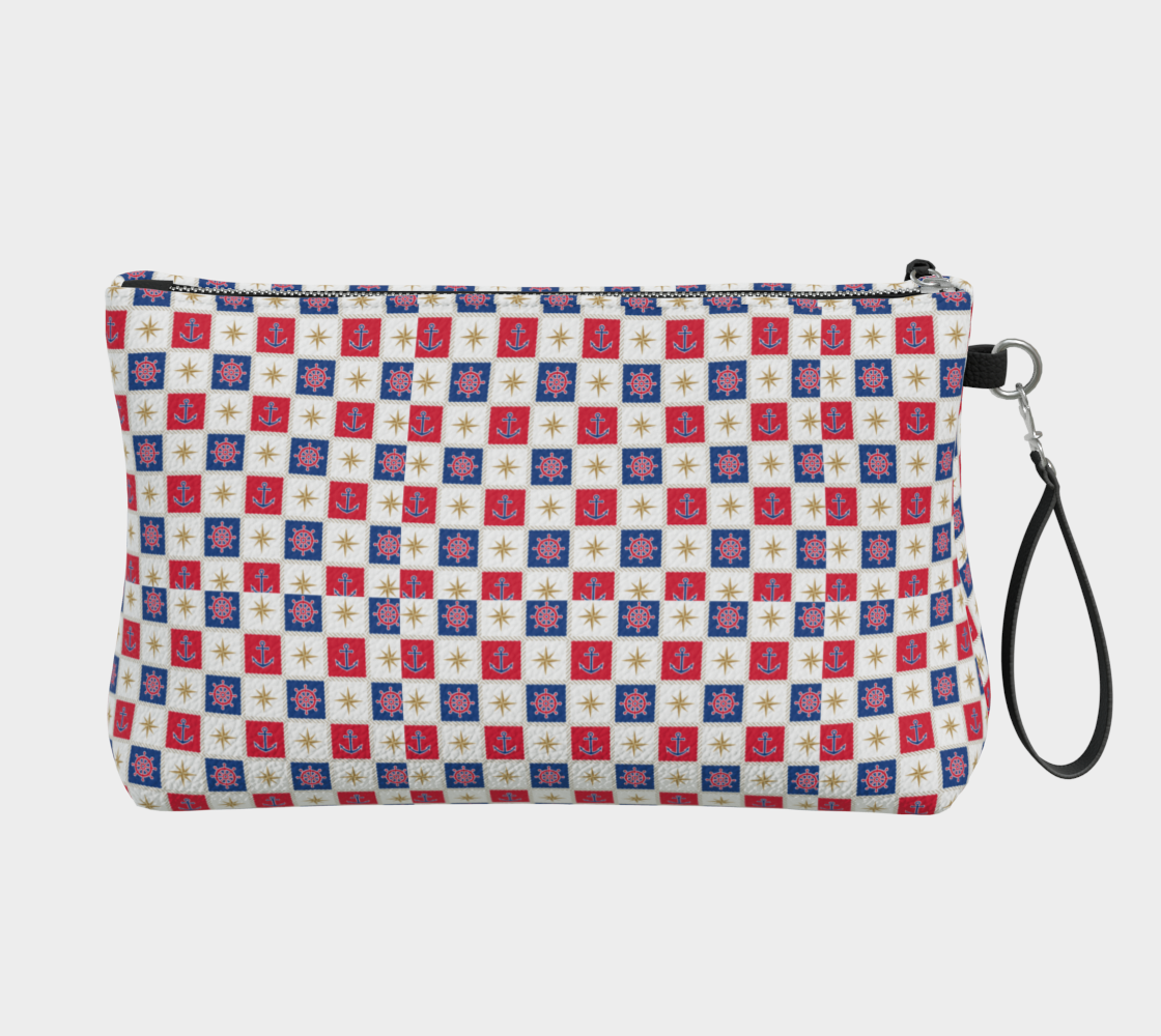 Anchor and Compass Cubes Vegan Leather Makeup Bag