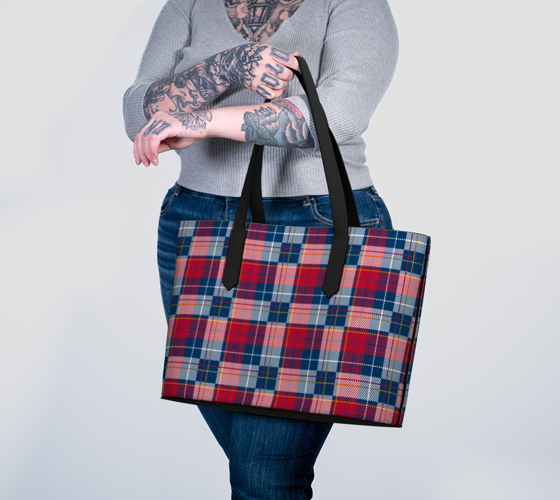My Red/Blue Pattern Leather Tote Bag