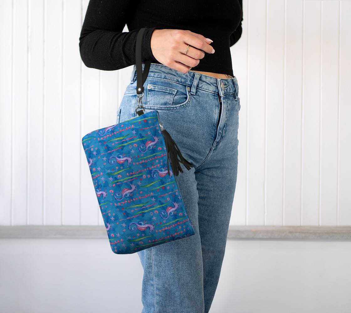Seahorse Vegan Leather Clutch Purse
