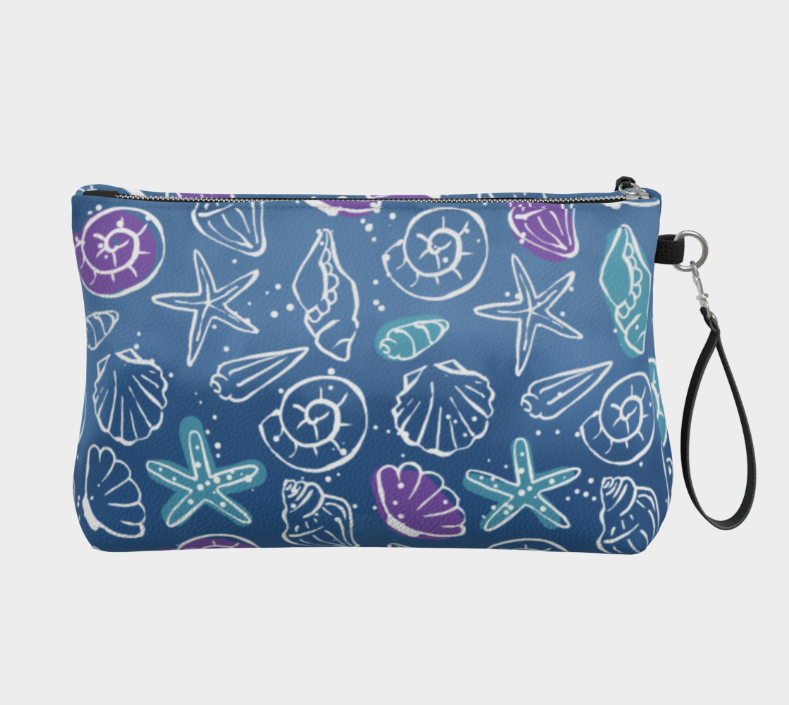 Blue Shells Vegan Leather Crossbody Purse