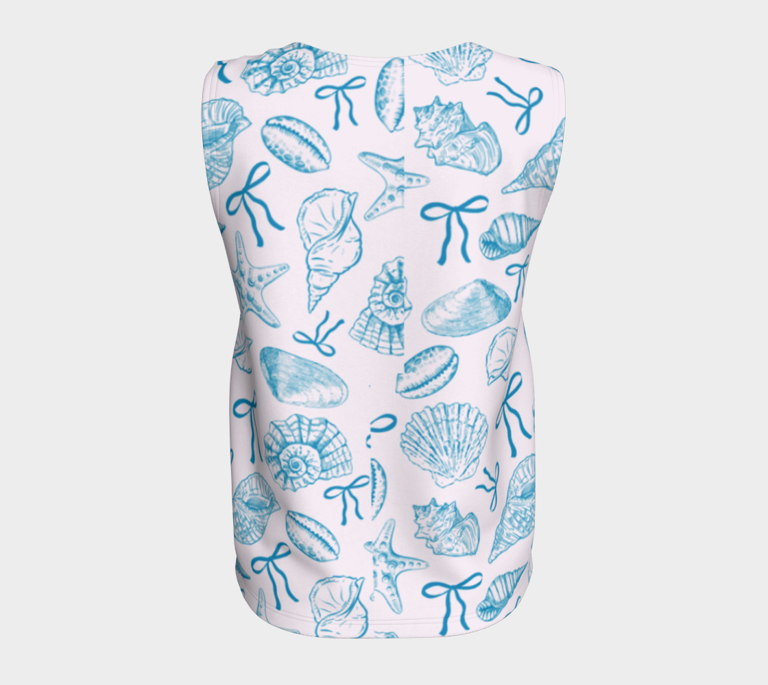 Blue Croquette with Shells Loose Tank Top
