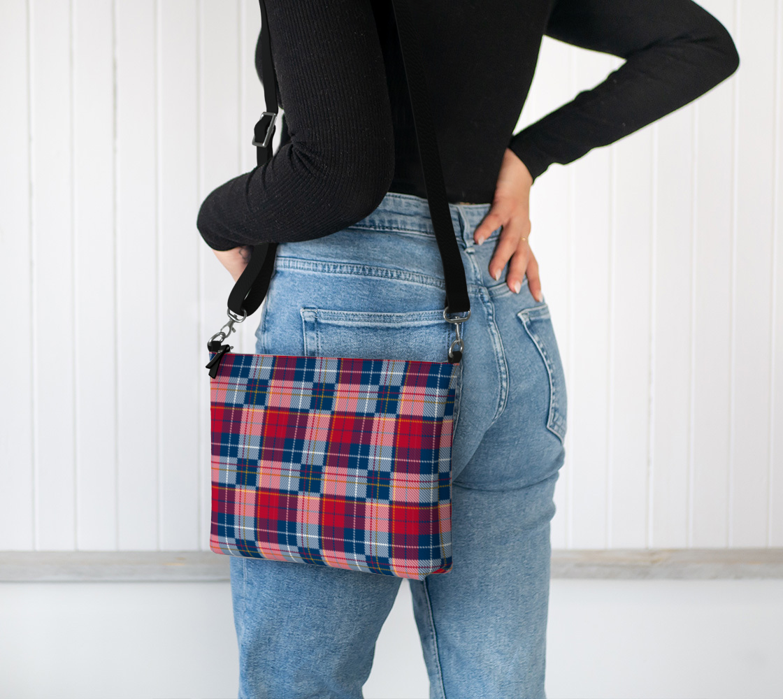 My Red/Blue Pattern Vegan Leather Crossbody Purse