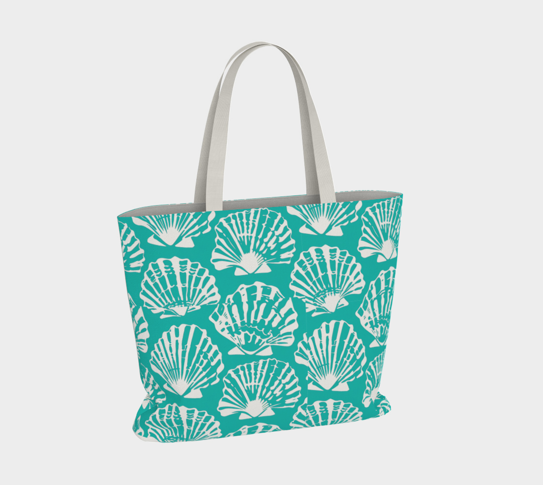 Teal Shell Large Tote Bag
