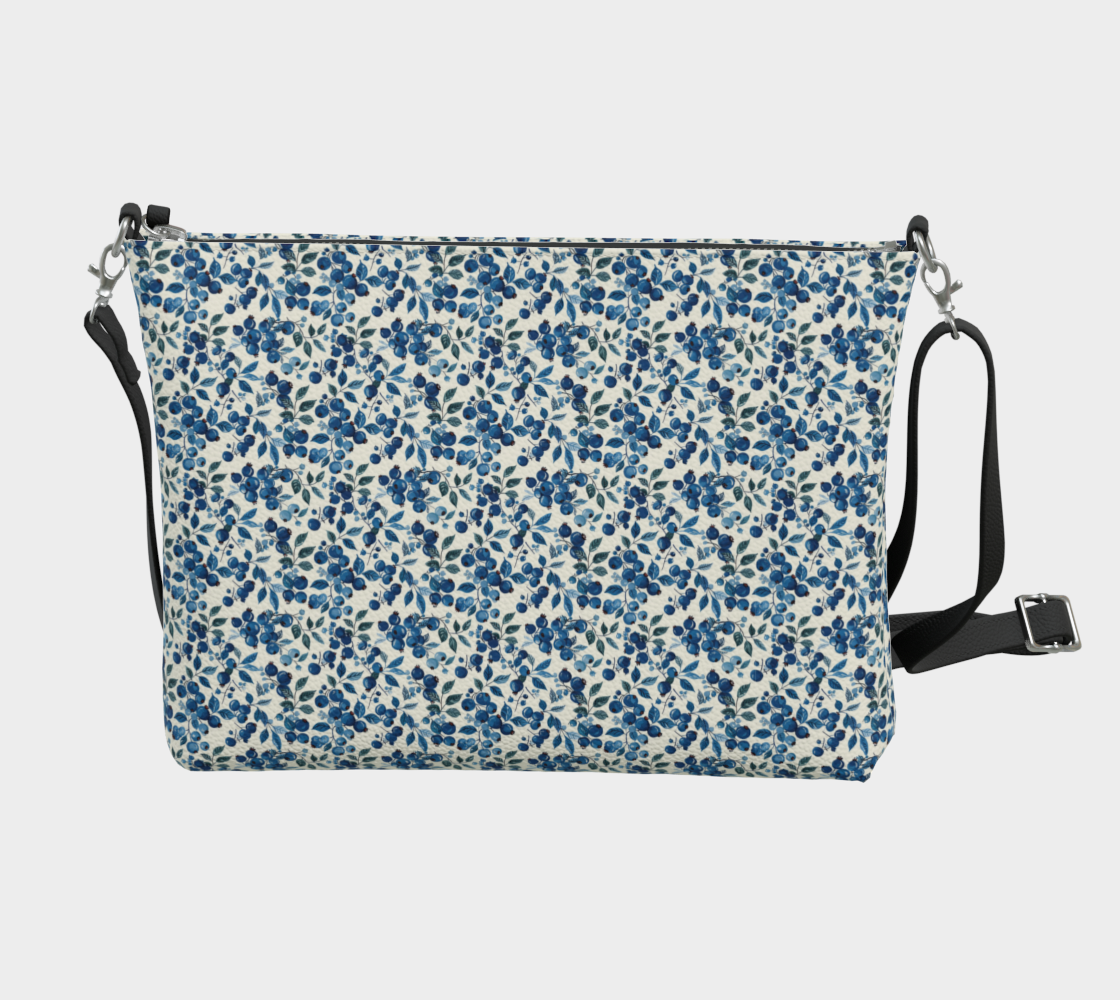 Blueberries Vegan Leather Crossbody Purse