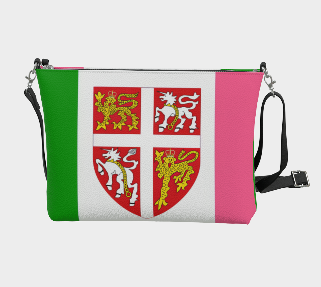 2 Pink/Green Flag w C of A Leather Crossbody Purse