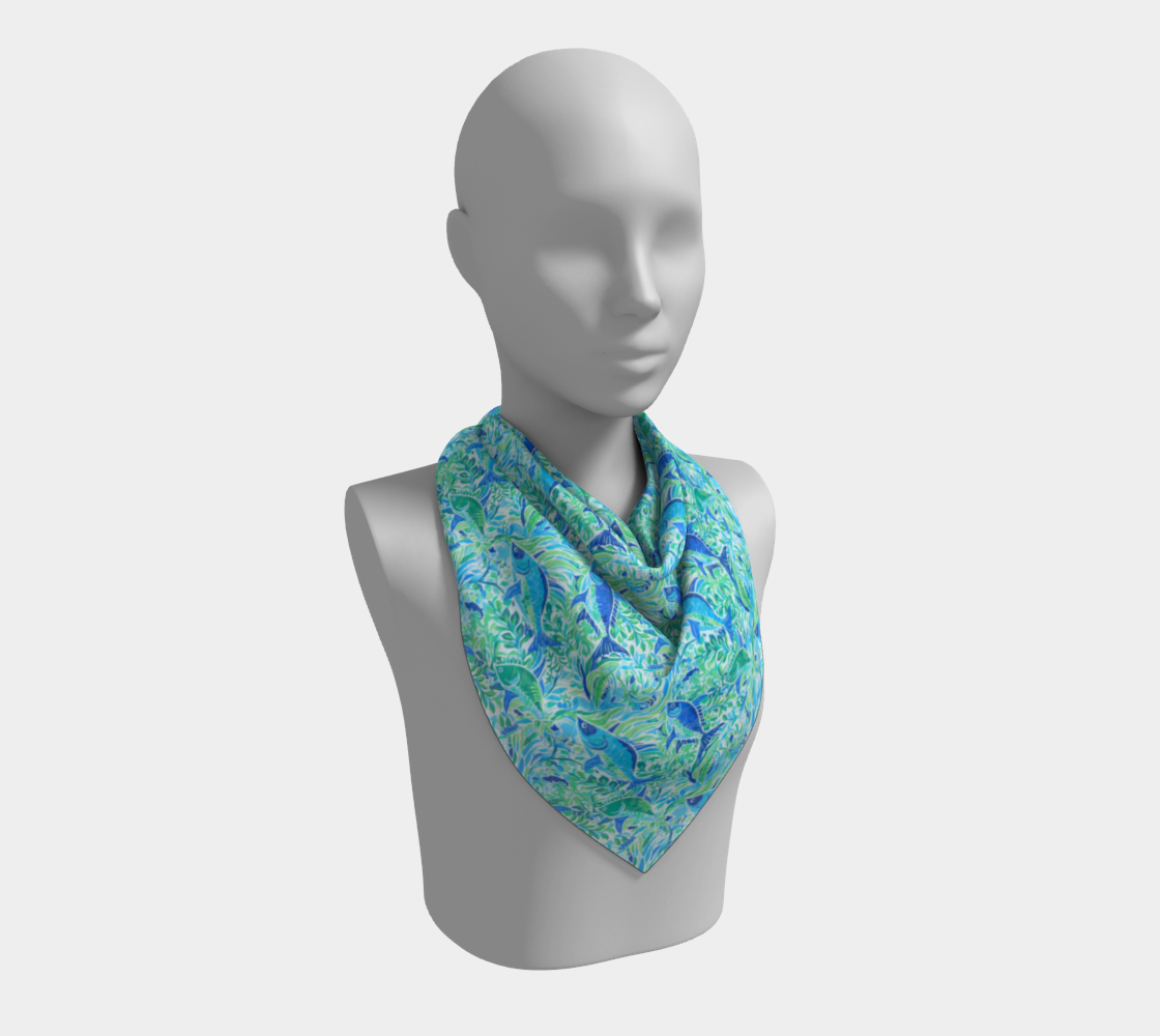 351 adjusted blue fish square scarf