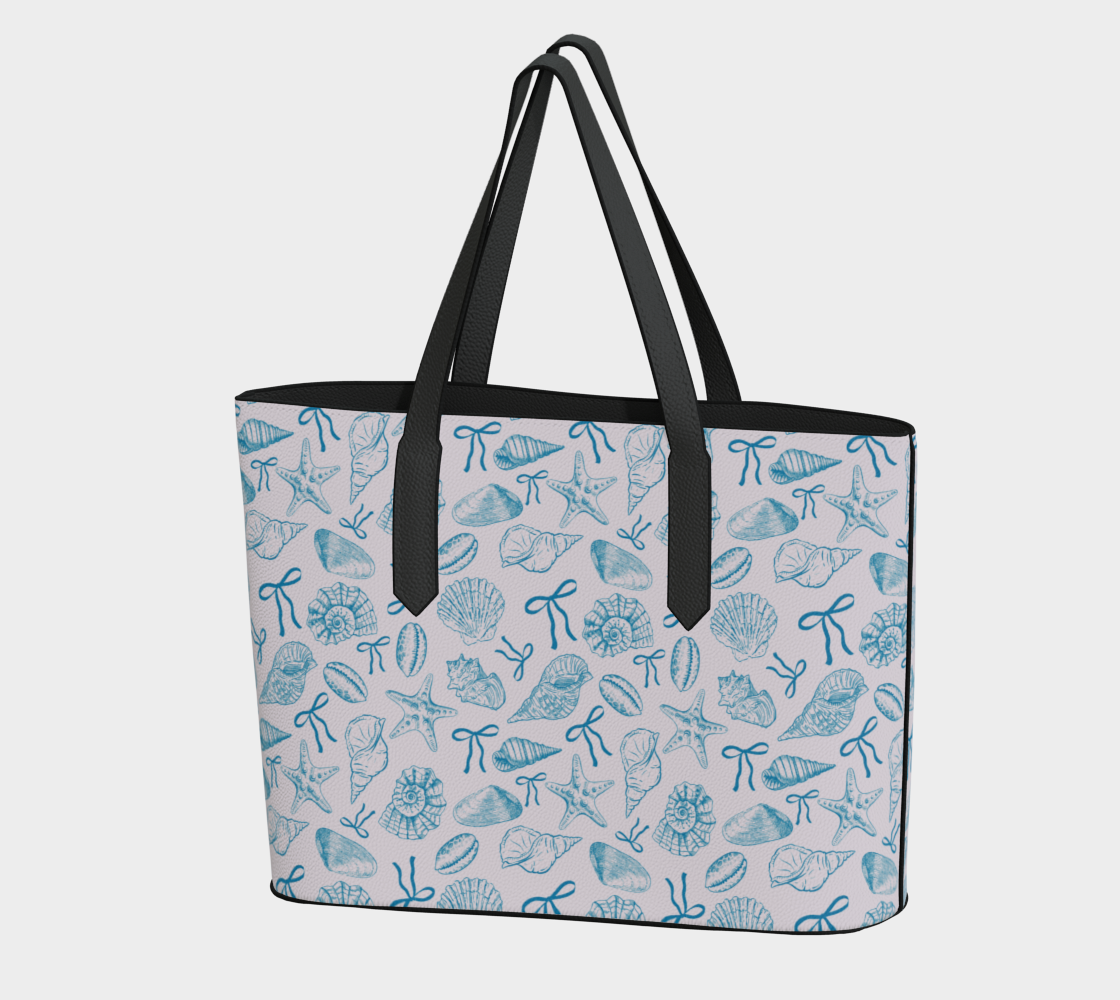 Summer Coquette Bow and Shells Vegan Leather Tote Bag 515
