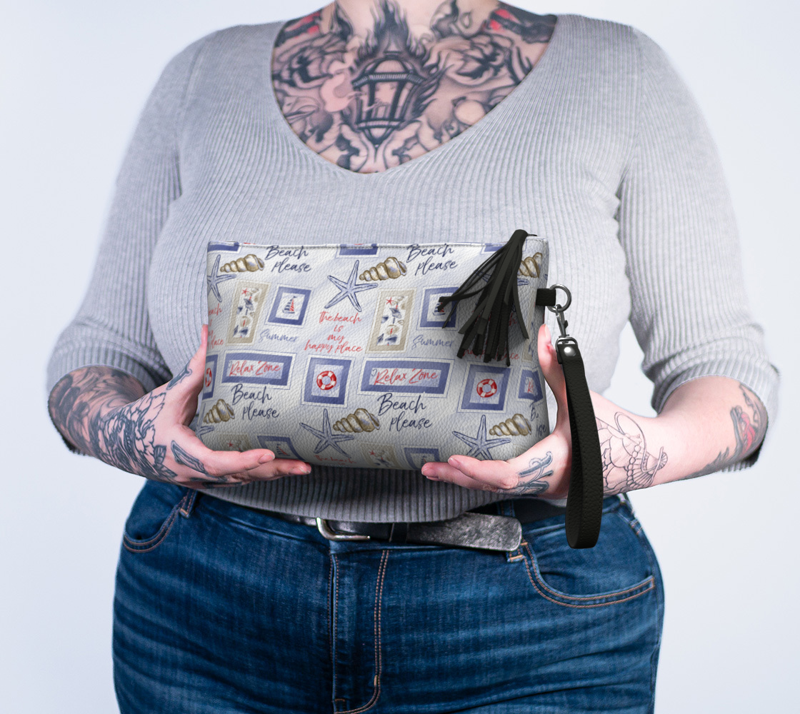 Beach Signs Vegan Leather Clutch Purse