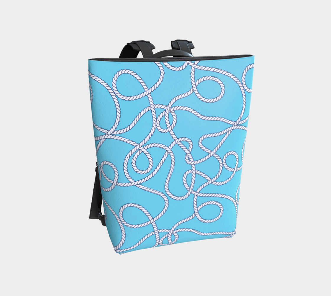 Blue with rope Vegan Leather Backpack