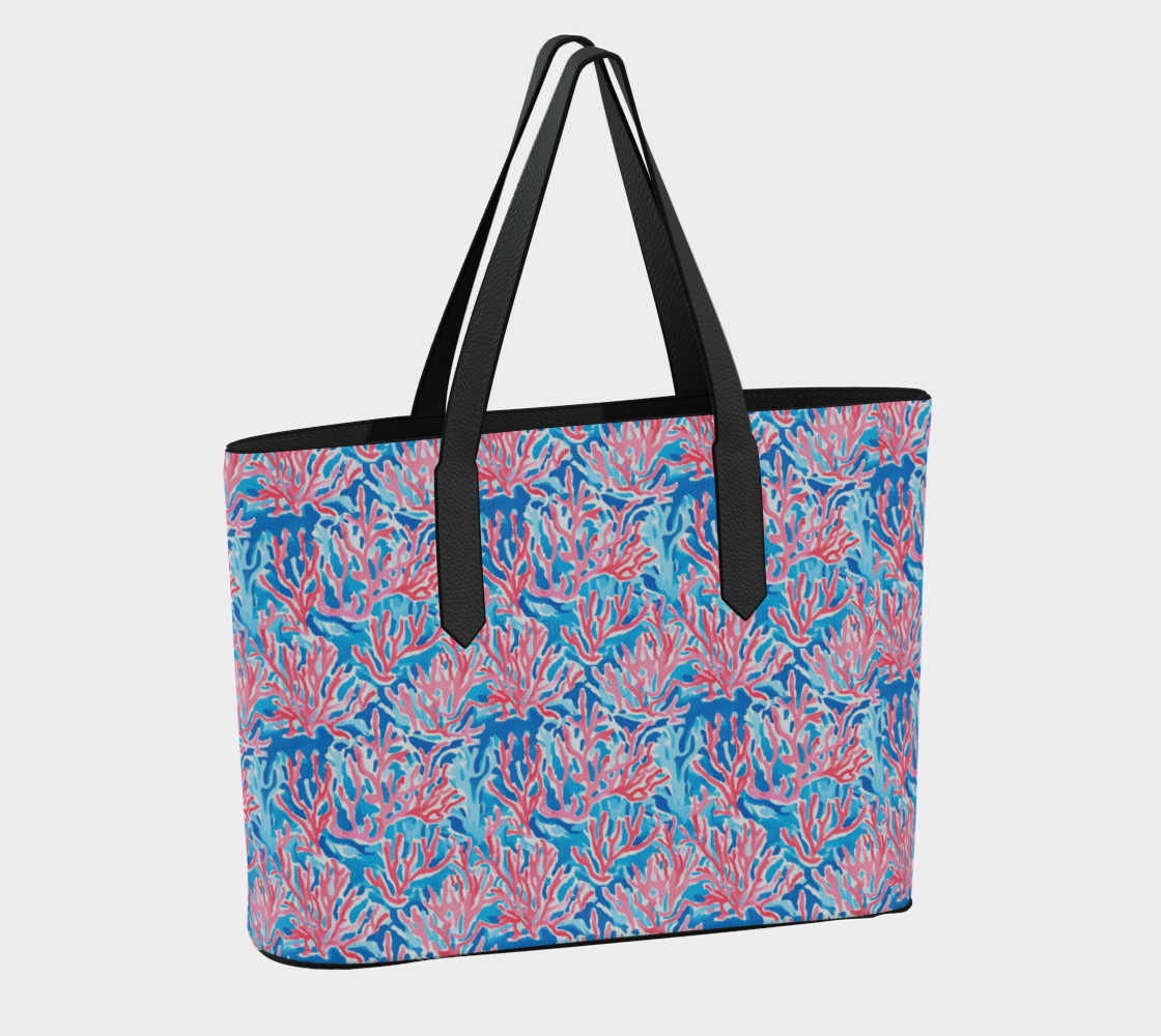 Sea Coral Vegan Leather Tote Bag