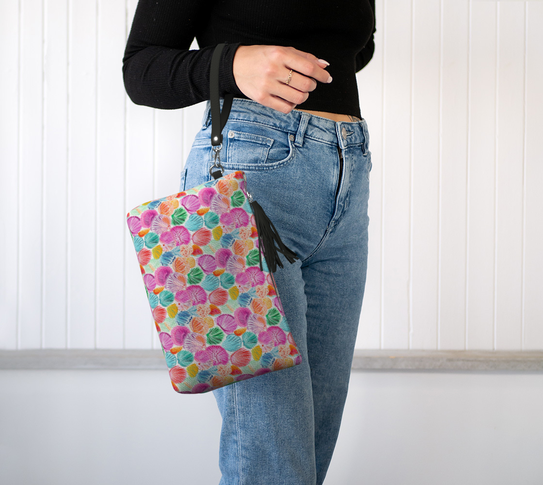 Colorful Shells Vegan Leather Makeup Bag