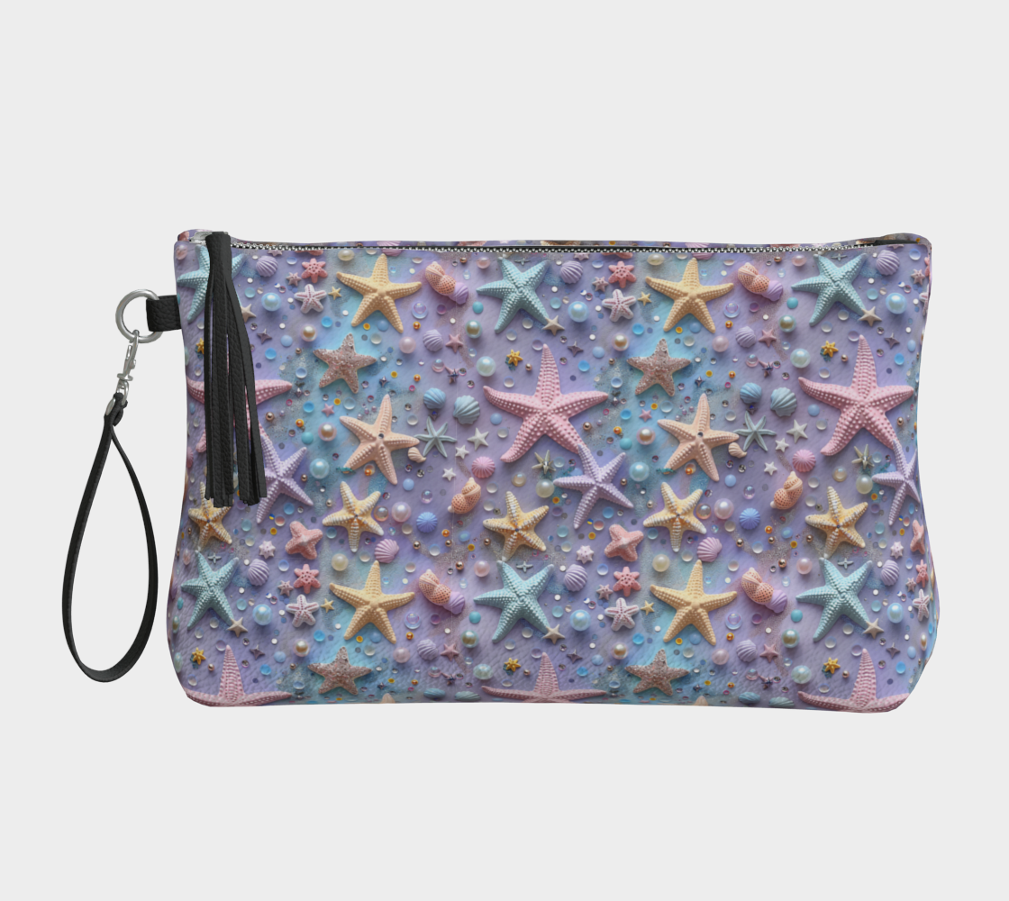 Lilac Starfish Vegan Leather Clutch Purse