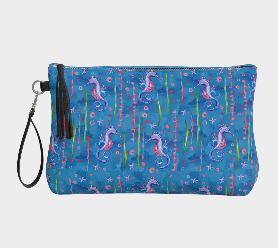 Seahorse Vegan Leather Clutch Purse