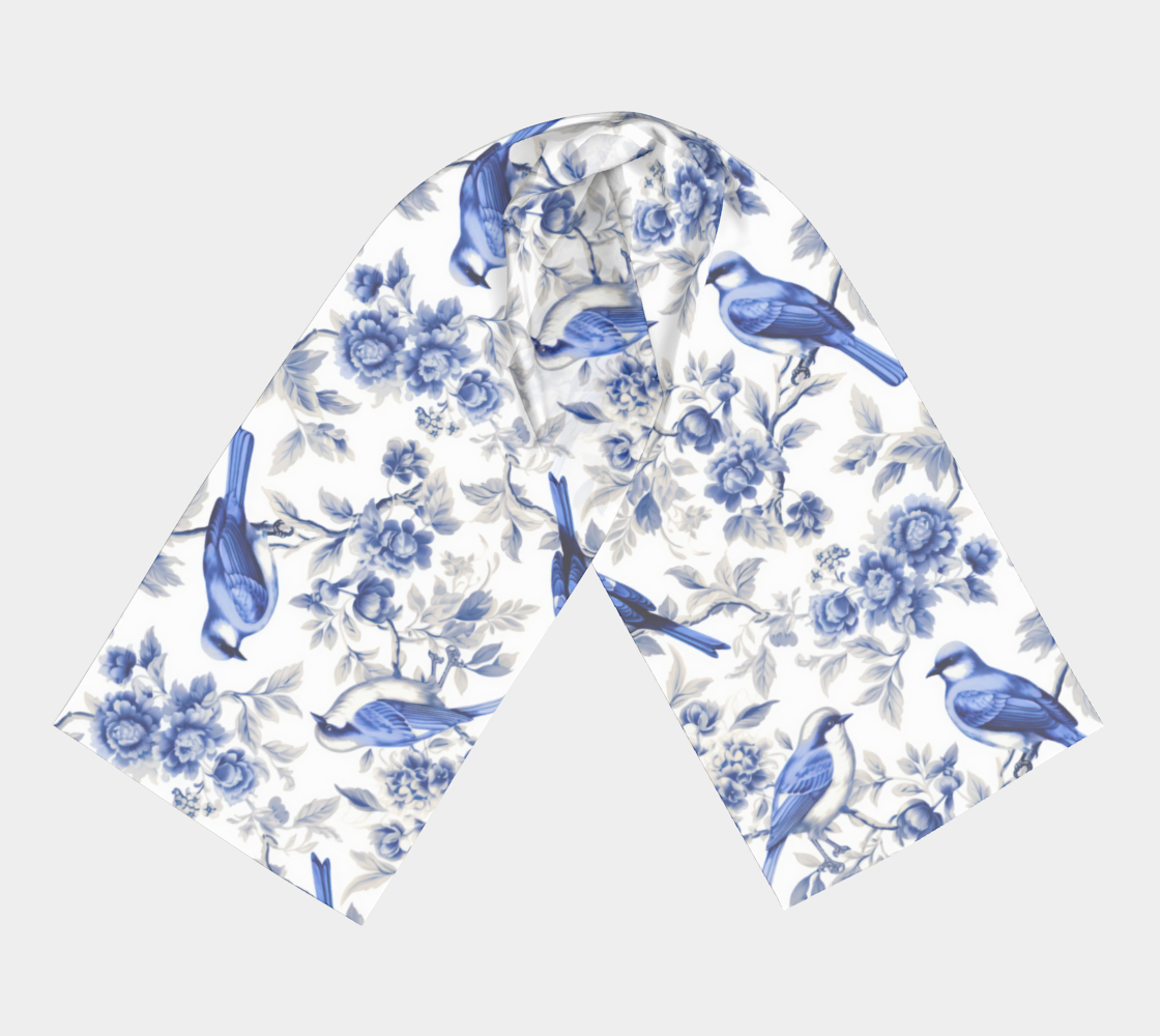 Bird Toile Long Scarf