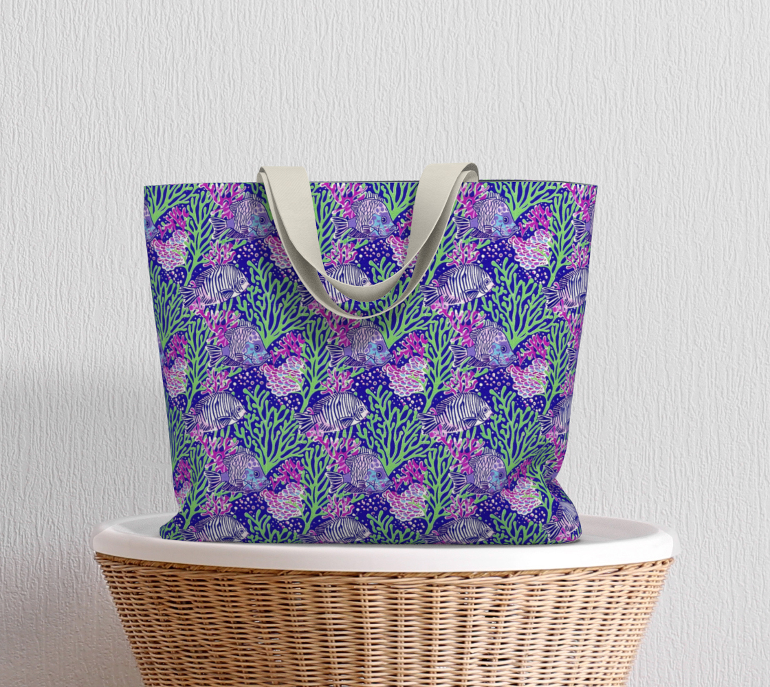 Fish in Green Coral Tote Bag