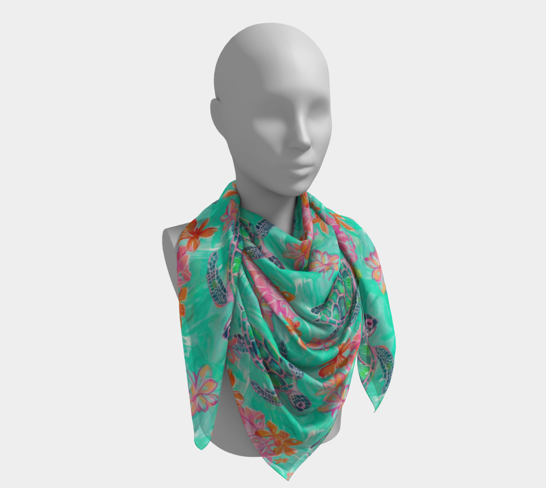 Turtles and Flowers Square Scarf