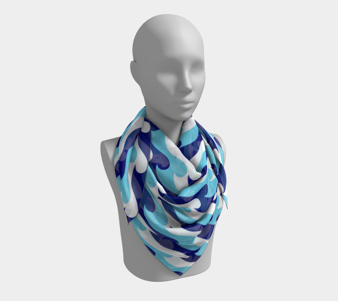 Blue Waves Vegan Square Scarf