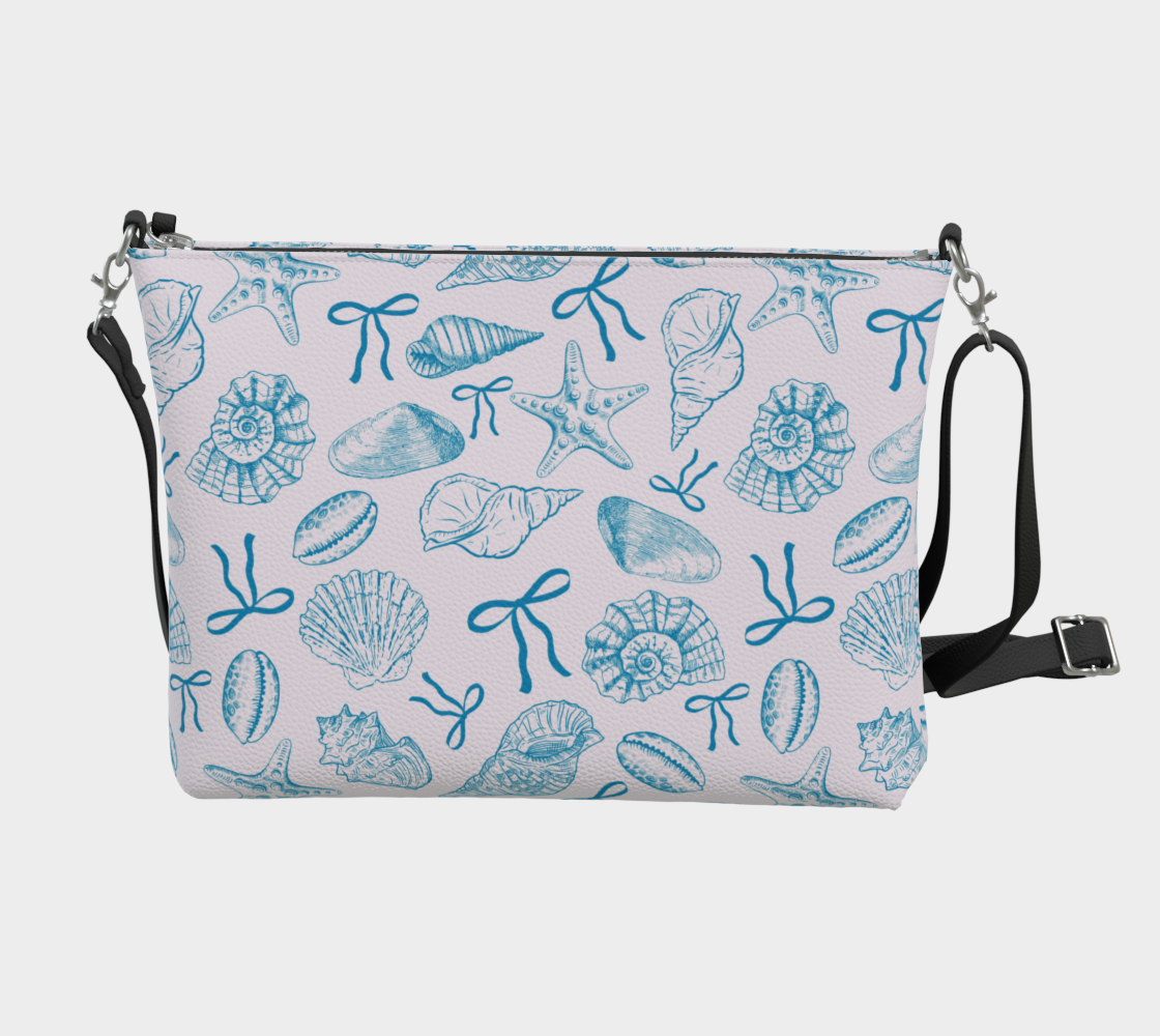 Summer Coquette Bow and Shells Vegan Leather Crossbody Purse 552