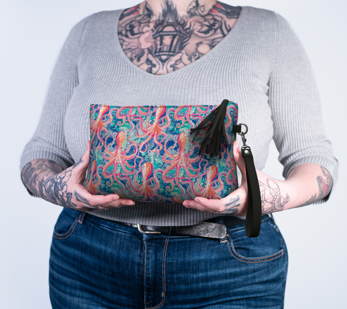 octopus vegan leather makeup bag