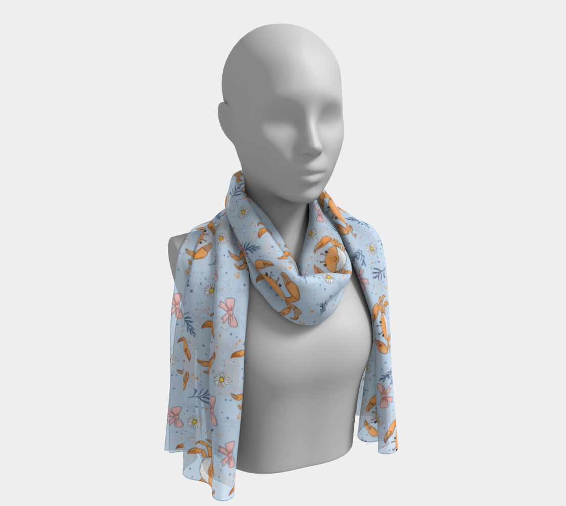 Blue with Crabs and Bows 212 Square Scarf