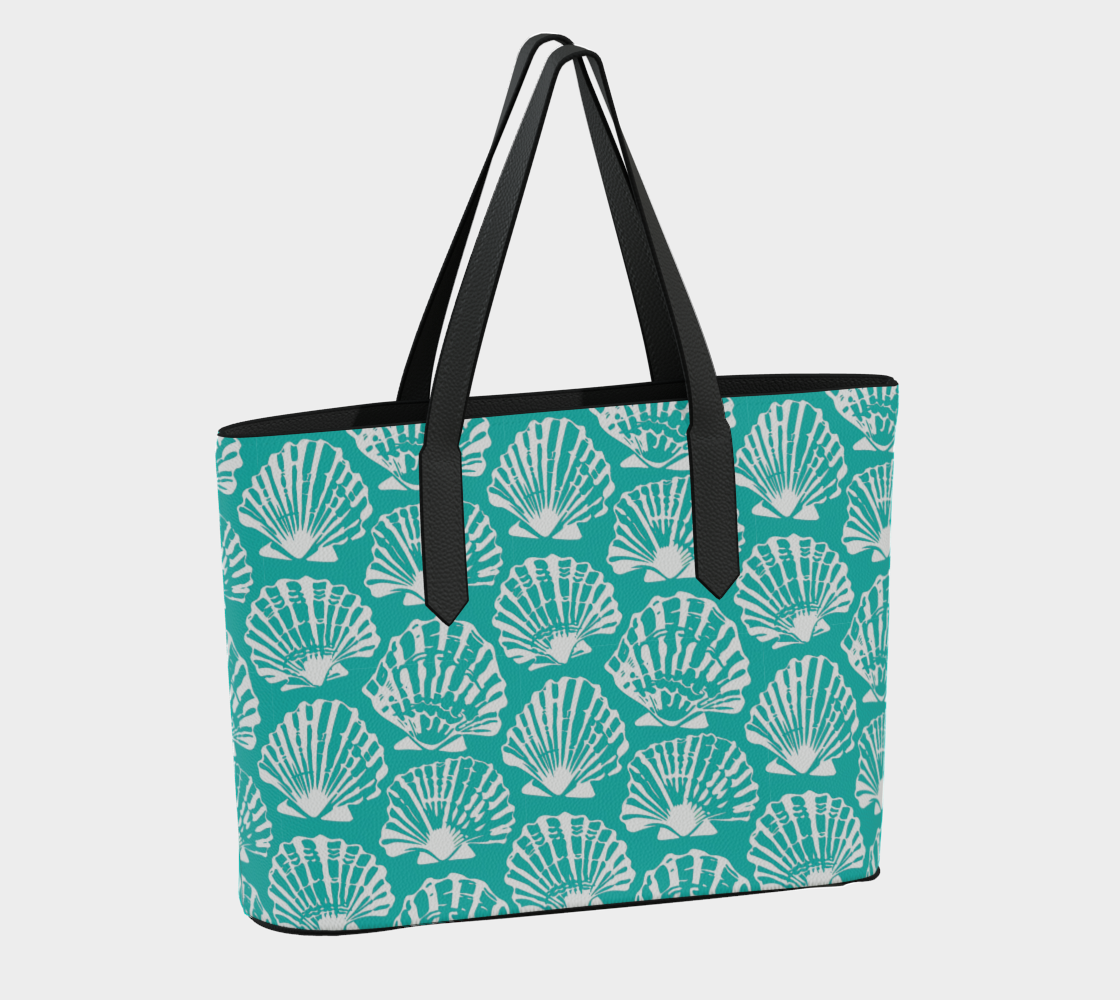 Teal Shell Vegan Leather Tote Bag