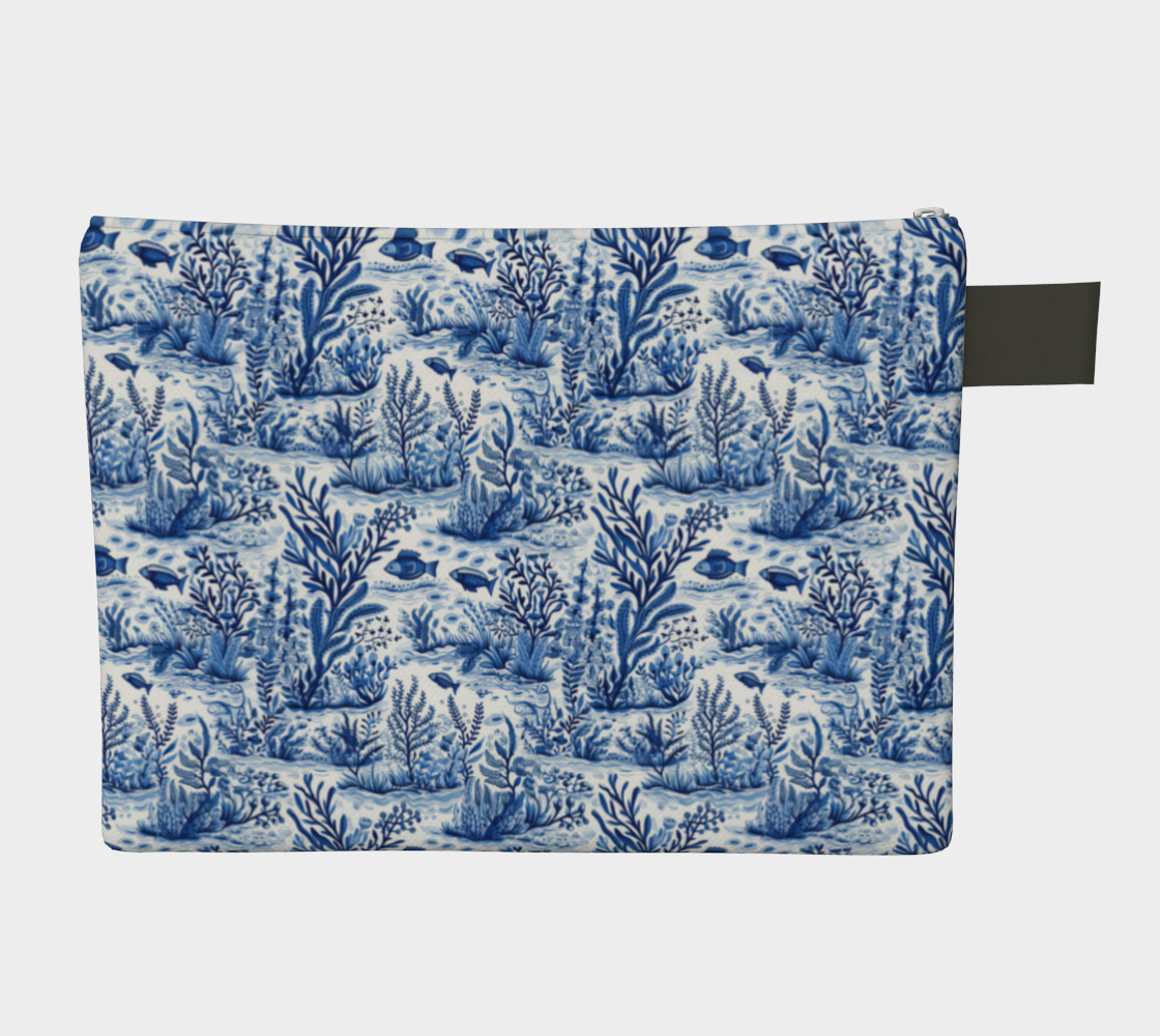 Blue Toile Zipper Carry-all