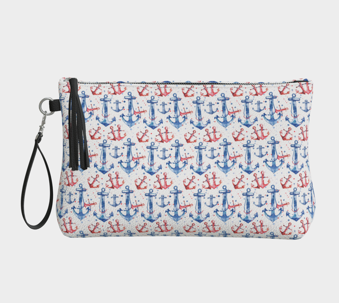 Blue, double red Vegan Leather Makeup Bag
