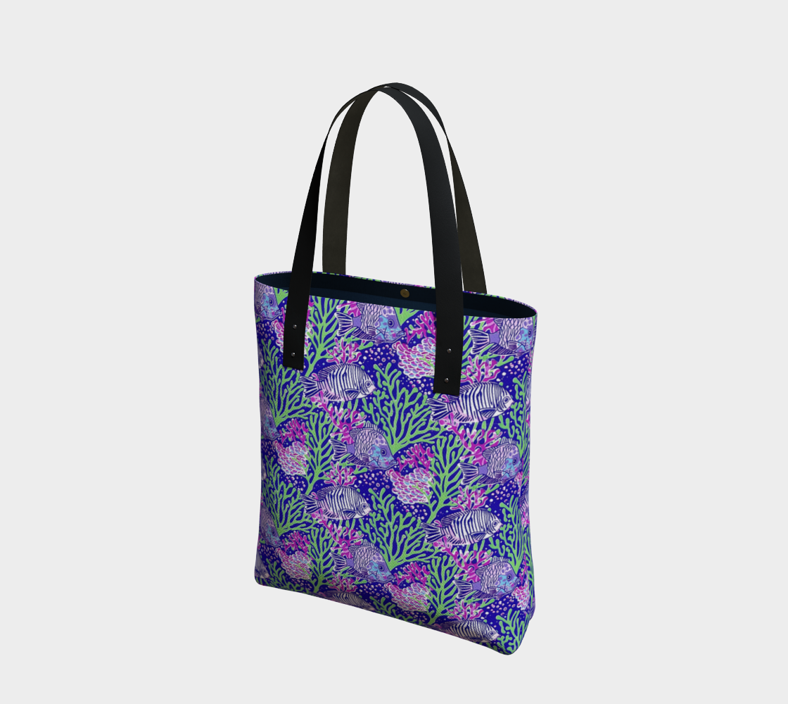 Fish in Green Coral Tote Bag