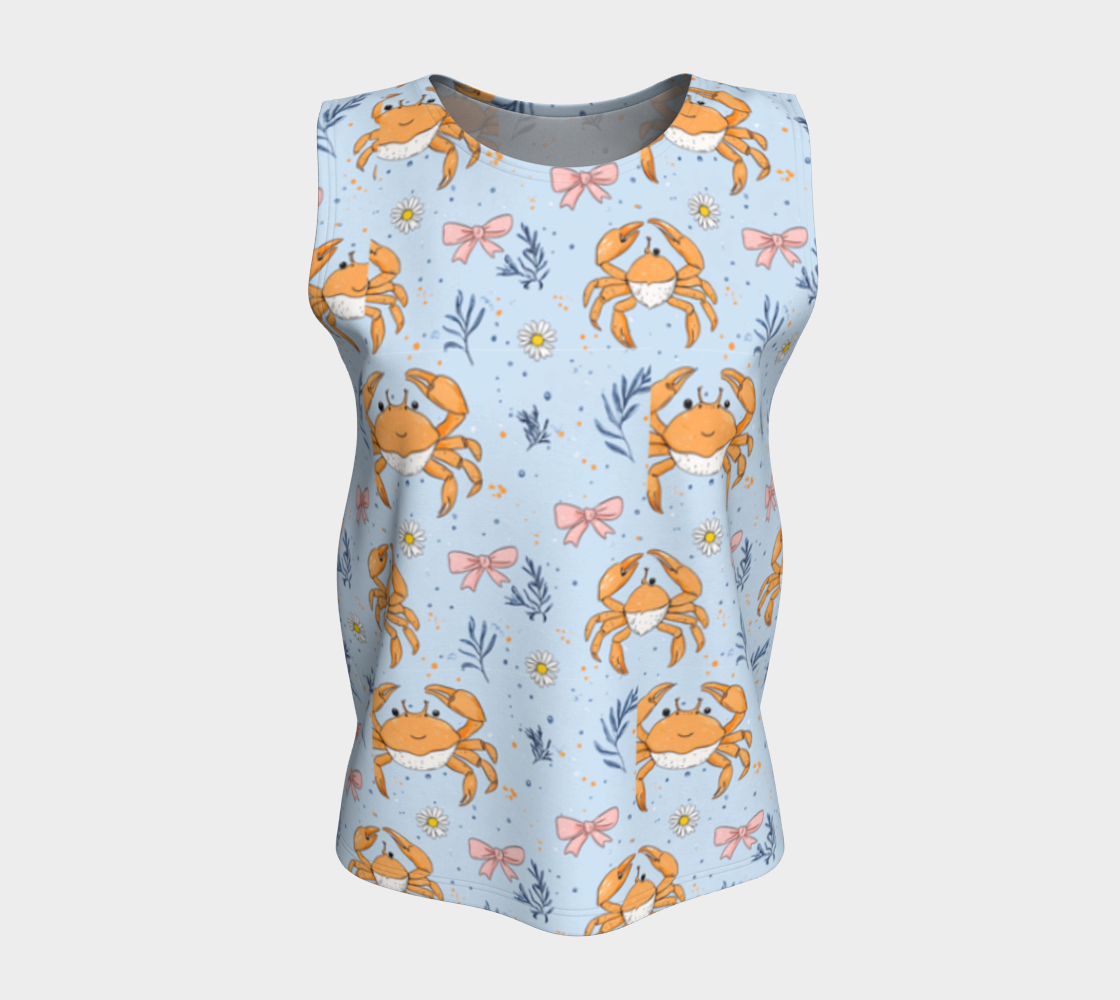 Blue with Crabs and Bows 443 Loose Tank Top